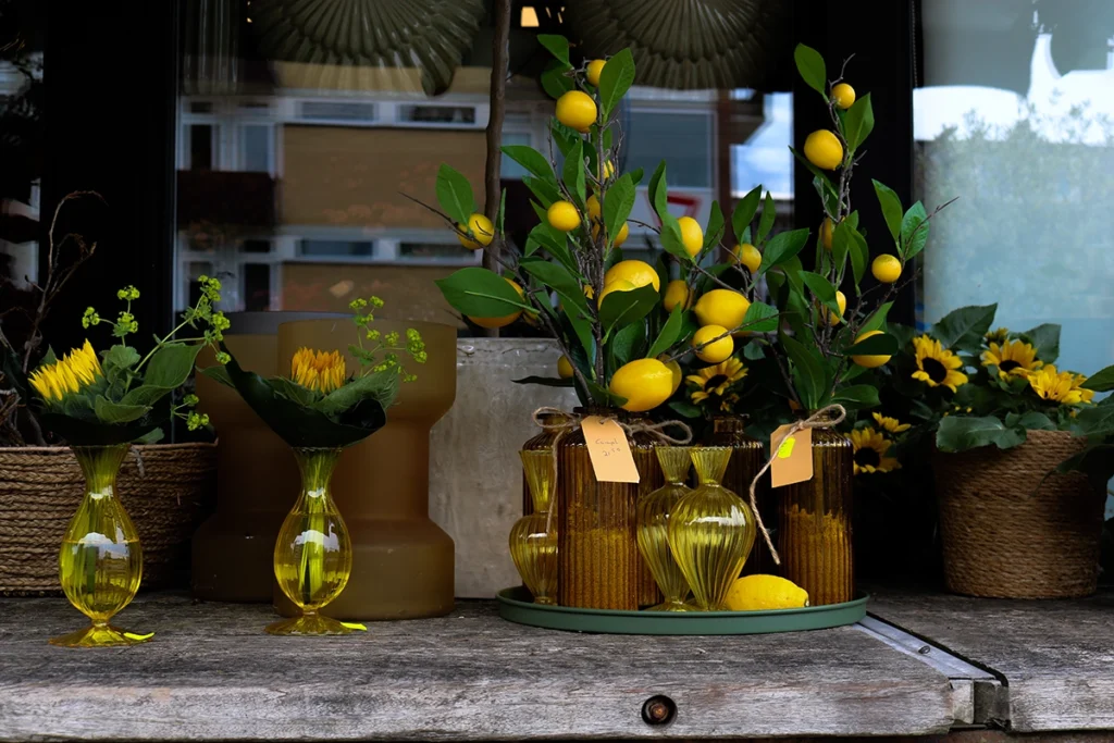 Kamerplanten en vazen in de bloemenwinkel van Hello Bloom